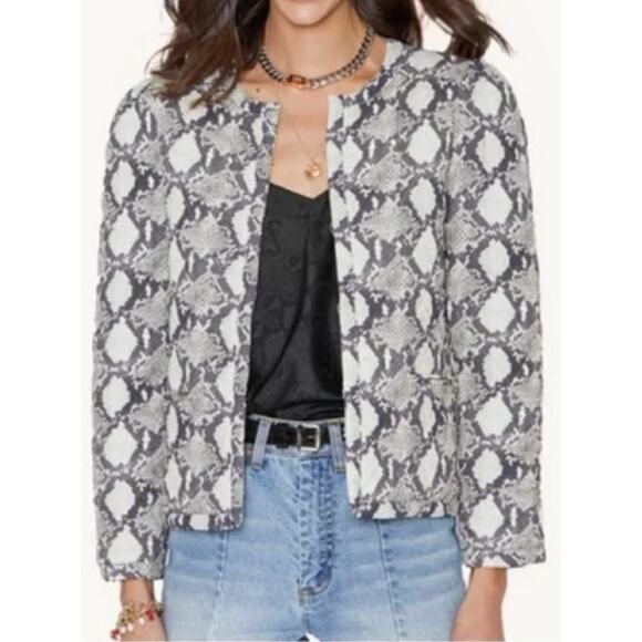 Rebecca Minkoff Jackets & Blazers - Rebecca Minkoff Shay Jacket Snake Size Small Print Quilted Crew Neck EUC